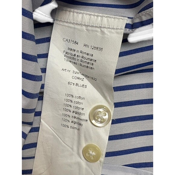 J. Lindeberg Long Sleeve Button Down Shirt Men's Size 16 Blue and White Stripes - Picture 8 of 9